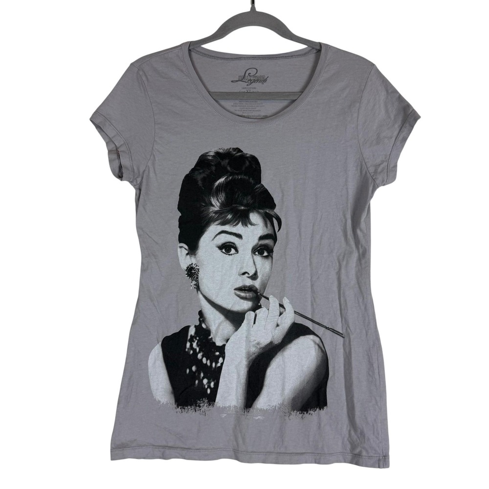 Hollywood Legends Shirt Womens XL Grey Audrey Hepburn Breakfast at Tiffany's
